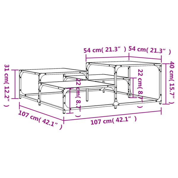 Schwarzer Couchtisch Amelitta 107x107x40cm (Holz)