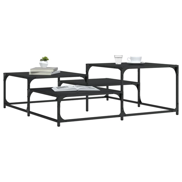 Schwarzer Couchtisch Amelitta 107x107x40cm (Holz)