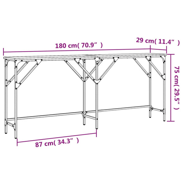 Grauer Konsolentisch Coruta 180x29x75cm (Holz)