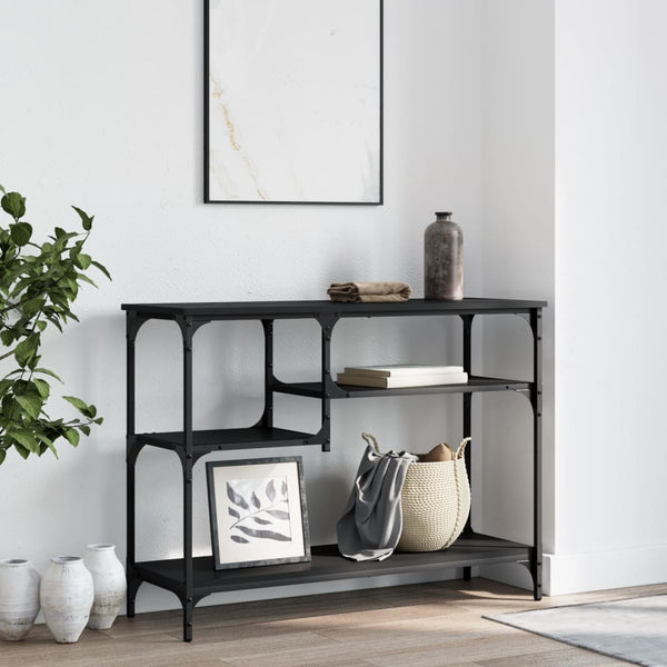 Schwarzer Konsolentisch mit Ablagen Jgyula 100x35x75cm