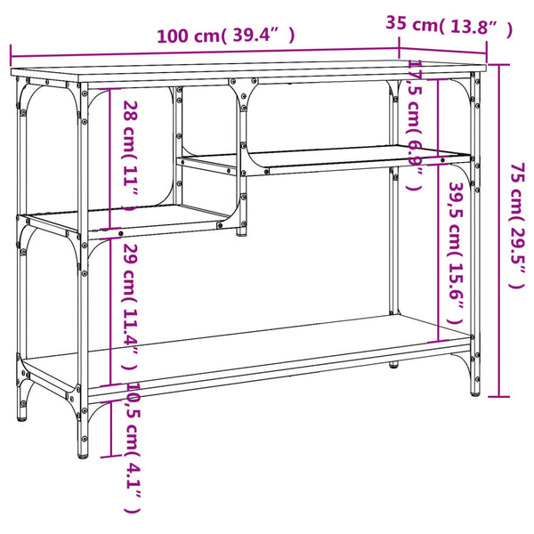 Schwarzer Konsolentisch mit Ablagen Jgyula 100x35x75cm
