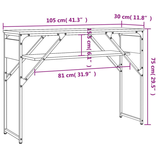 Räuchereiche Konsolentisch Erifila 105x30x75cm (Holz)