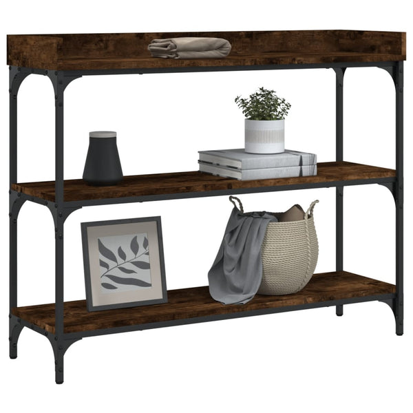Konsolentisch Rauch-Eiche mit Regalen Carmencita 100x30x80cm