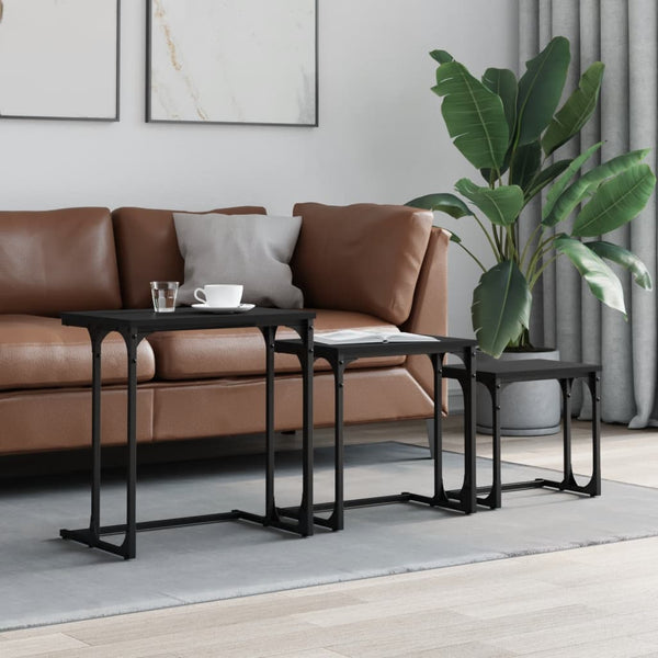 Schwarze Meridian-Satztische (3 Stück, Holz)