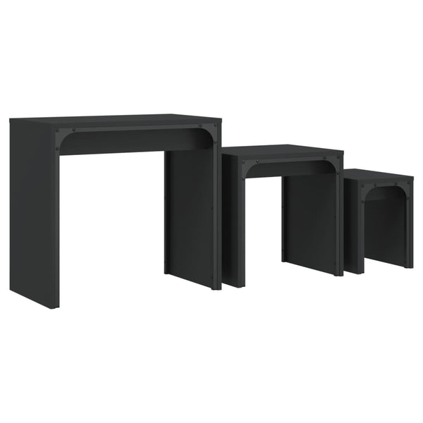 Schwarze Satztische Gradin (3-teilig, Holz)