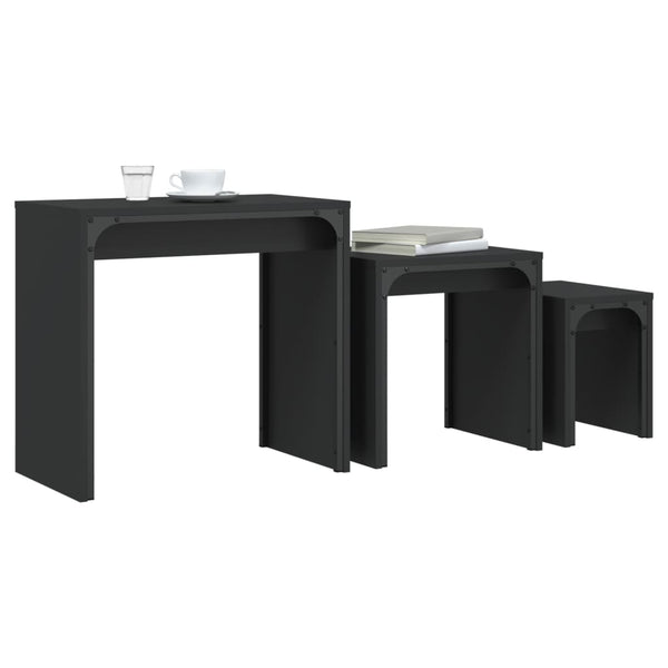 Schwarze Satztische Gradin (3-teilig, Holz)