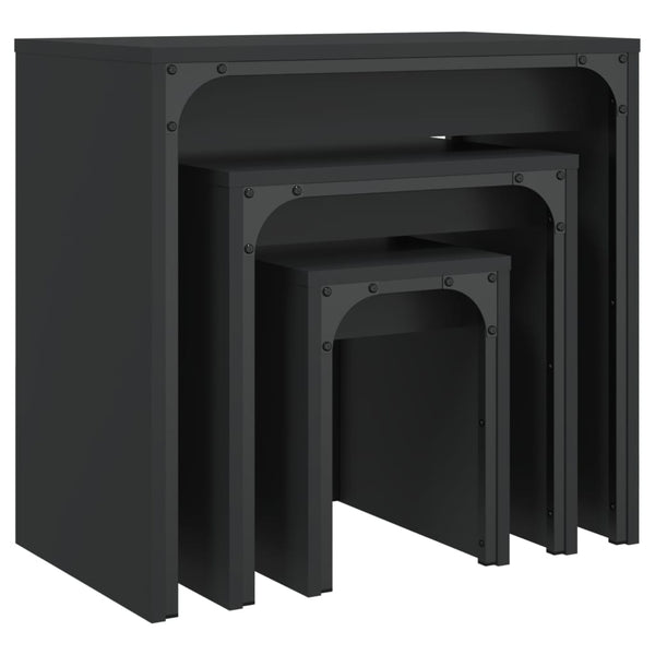 Schwarze Satztische Gradin (3-teilig, Holz)