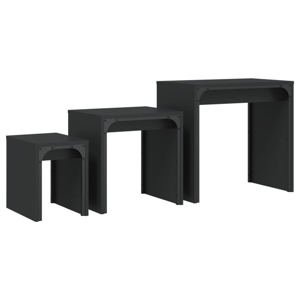 Schwarze Satztische Gradin (3-teilig, Holz)