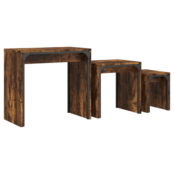 Satztische Gradin (3-teilig, Rauch-Eiche Holz)
