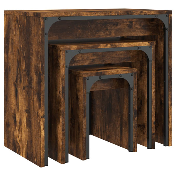 Satztische Gradin (3-teilig, Rauch-Eiche Holz)