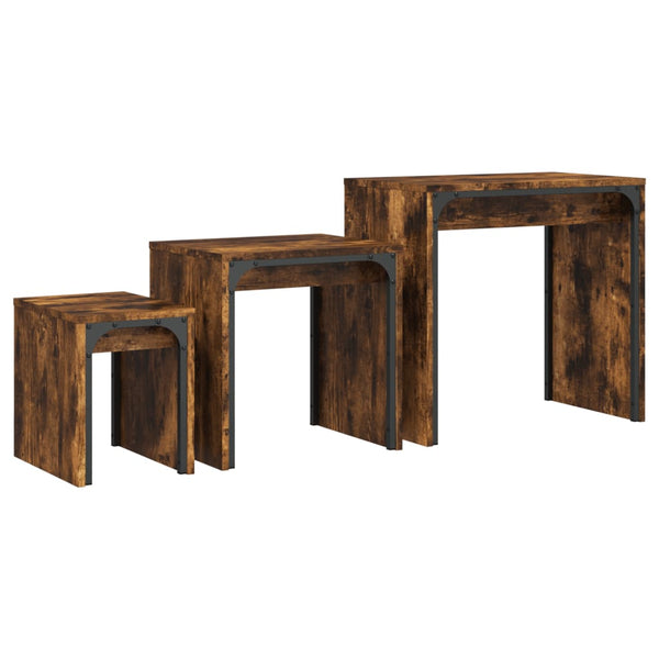 Satztische Gradin (3-teilig, Rauch-Eiche Holz)