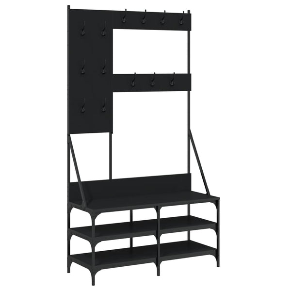 Schwarze Garderobe mit Schuhregal Mladina 100x40x184cm