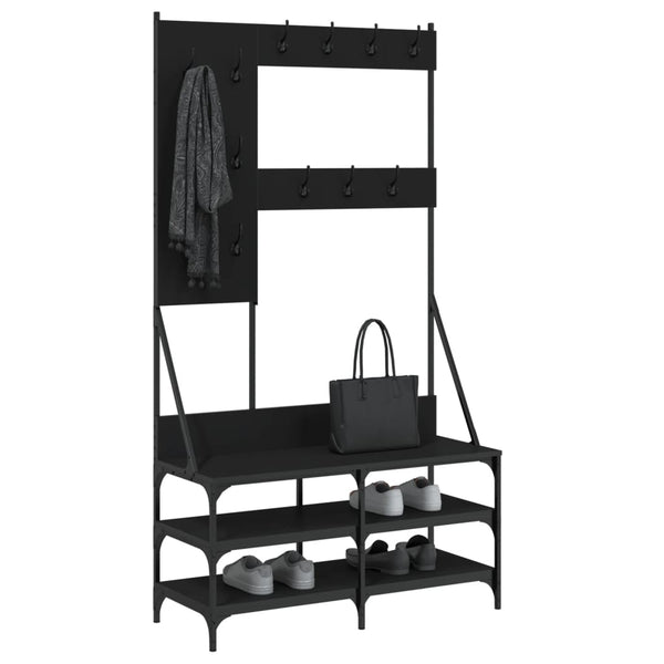 Schwarze Garderobe mit Schuhregal Mladina 100x40x184cm