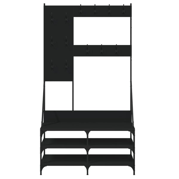 Schwarze Garderobe mit Schuhregal Mladina 100x40x184cm