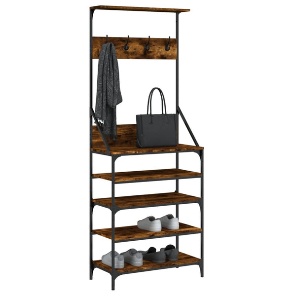 Garderobe mit Schuhregal Manuelita aus Rauchereiche 70x34x184cm