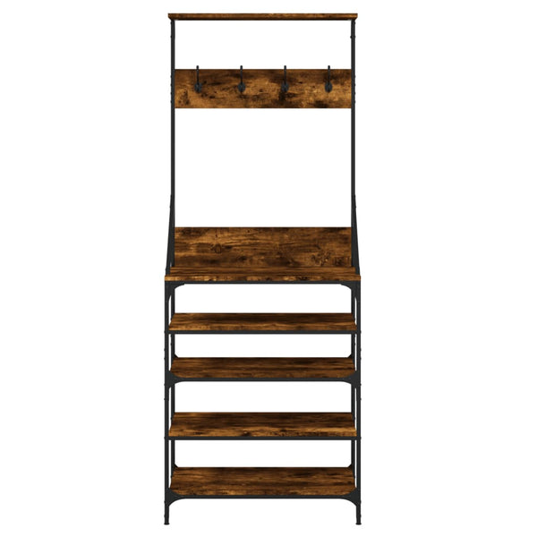 Garderobe mit Schuhregal Manuelita aus Rauchereiche 70x34x184cm