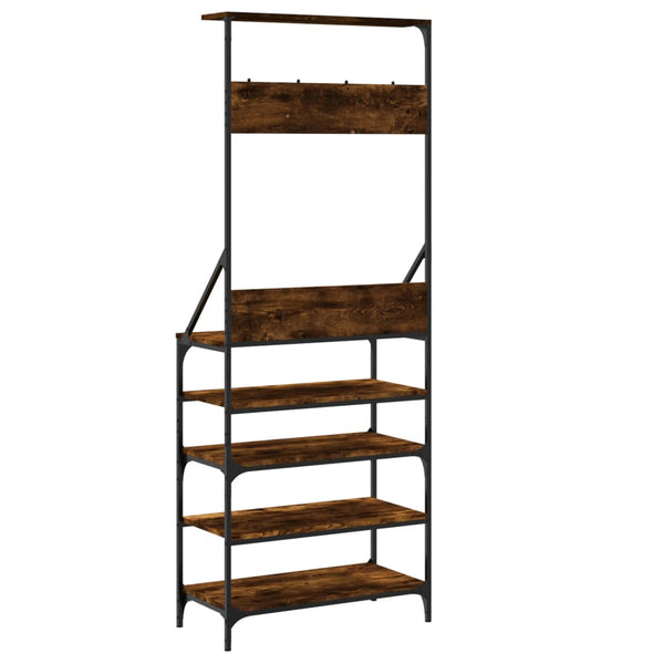 Garderobe mit Schuhregal Manuelita aus Rauchereiche 70x34x184cm