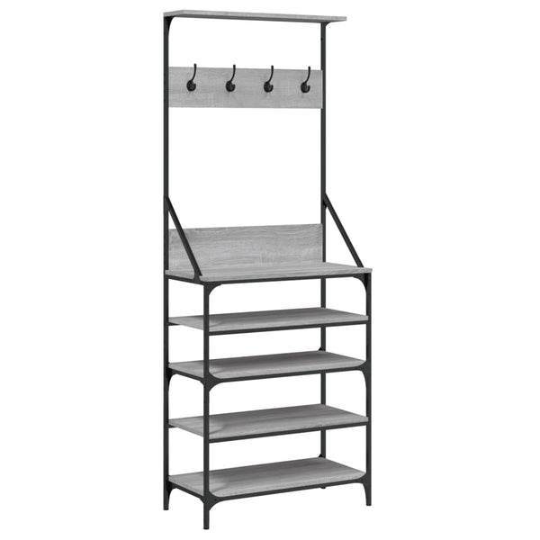 Graue Garderobe mit Schuhregal Manuelita 70x34x184cm