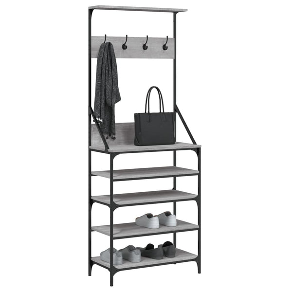 Graue Garderobe mit Schuhregal Manuelita 70x34x184cm