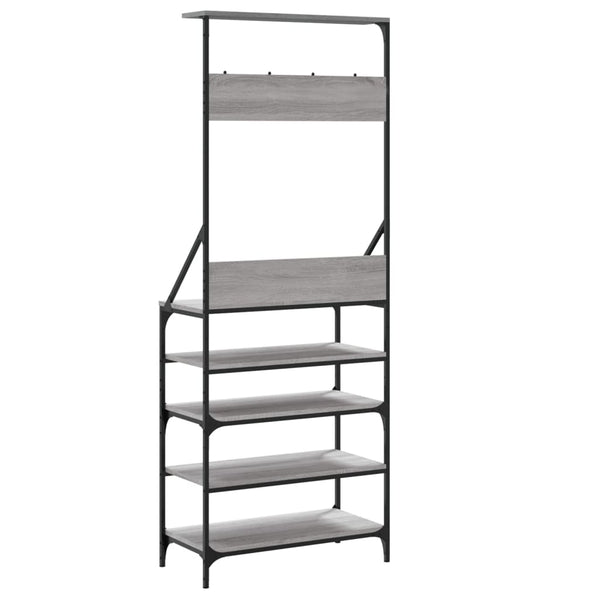 Graue Garderobe mit Schuhregal Manuelita 70x34x184cm