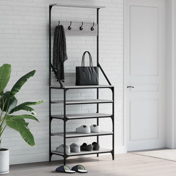 Graue Garderobe mit Schuhregal Manuelita 70x34x184cm