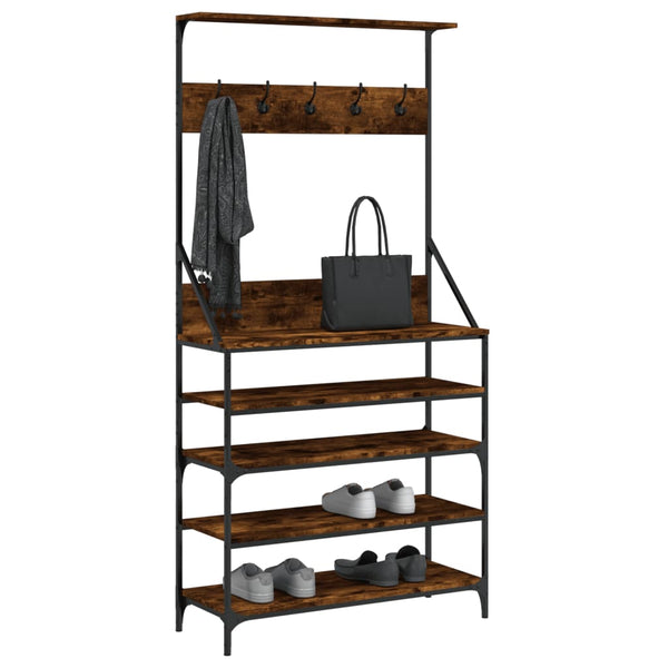 Garderobe mit Schuhregal Savanna-Eiche Manuelita 90x34x184cm