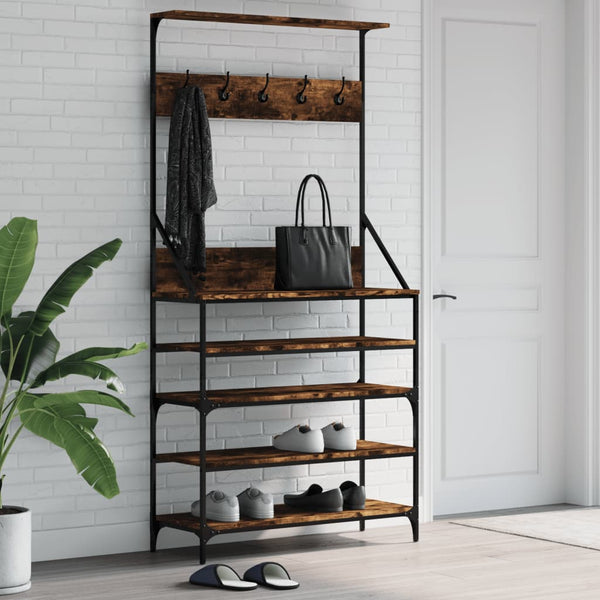 Garderobe mit Schuhregal Savanna-Eiche Manuelita 90x34x184cm