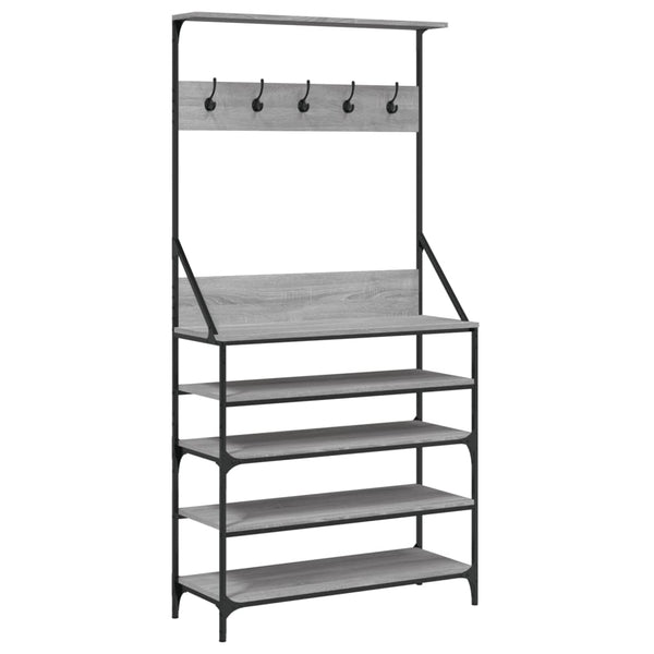 Garderobe mit Schuhregal Manuelita 90x34x184cm, grau