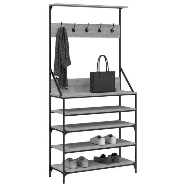 Garderobe mit Schuhregal Manuelita 90x34x184cm, grau