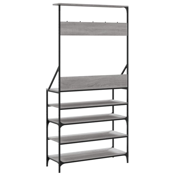 Garderobe mit Schuhregal Manuelita 90x34x184cm, grau