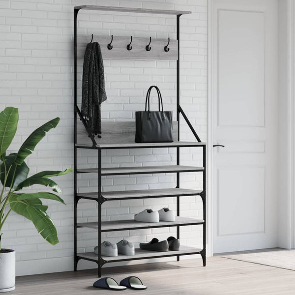 Garderobe mit Schuhregal Manuelita 90x34x184cm, grau