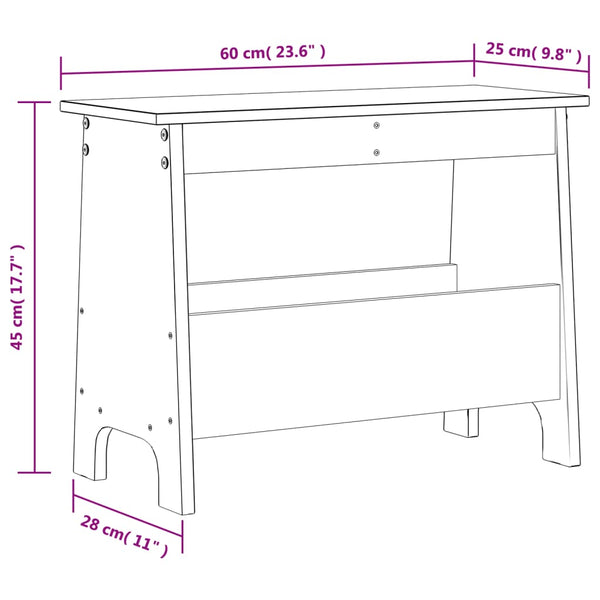 Vahanruskea eteisen penkki Johney 60x28x45cm (mänty)