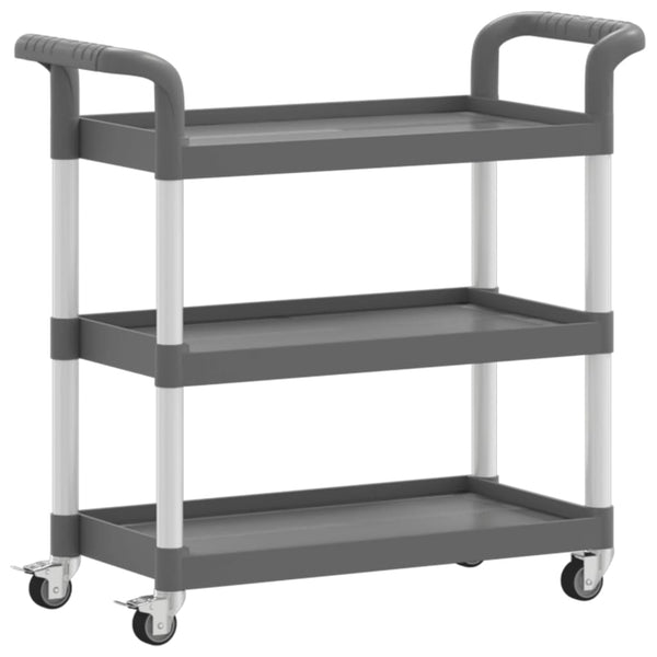 Grauer Servierwagen Loreen 77x34x72cm (3-stöckig, Aluminium)