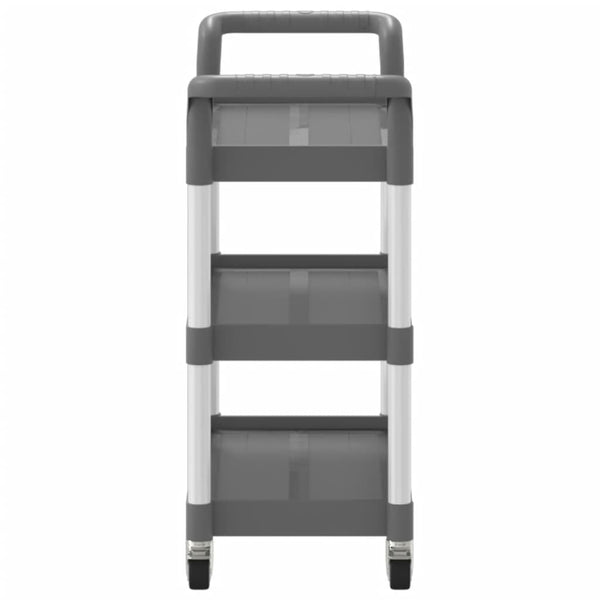 Grauer Servierwagen Loreen 77x34x72cm (3-stöckig, Aluminium)