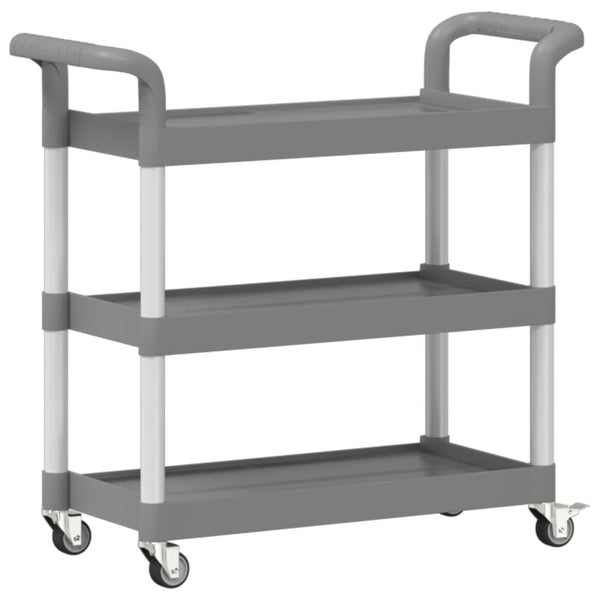 Grauer Servierwagen Loreen 77x34x72cm (3-stöckig, Aluminium)