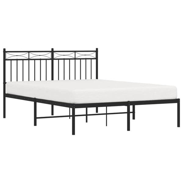 Schwarzes Metallbettgestell mit Kopfteil Atlas 140x190cm