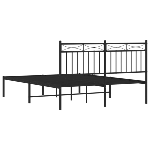 Schwarzes Metallbettgestell mit Kopfteil Atlas 140x190cm