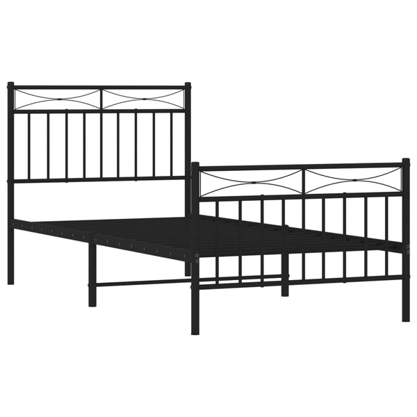 Schwarzes Metallbettgestell mit Kopfteil Atlas 90x200cm