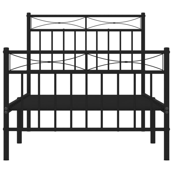 Schwarzes Metallbettgestell mit Kopfteil Atlas 90x200cm