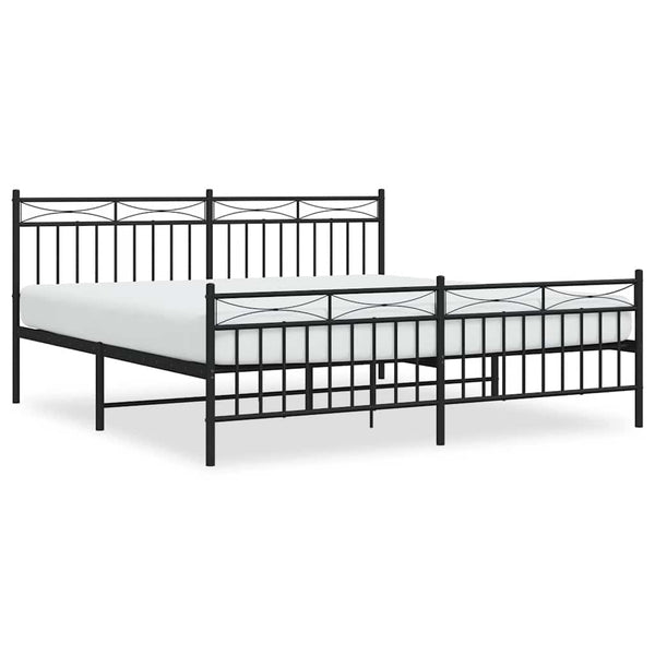 Schwarzes Metallbettgestell mit Kopfteil Atlas 183x213cm