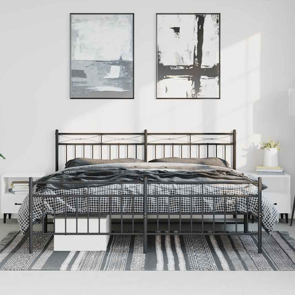 Schwarzes Metallbettgestell mit Kopfteil Atlas 183x213cm