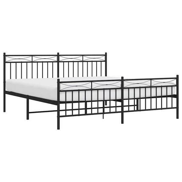 Schwarzes Metallbettgestell mit Kopfteil Atlas 183x213cm