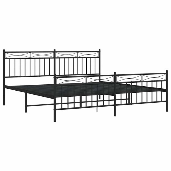 Schwarzes Metallbettgestell mit Kopfteil Atlas 183x213cm