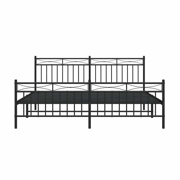 Schwarzes Metallbettgestell mit Kopfteil Atlas 183x213cm