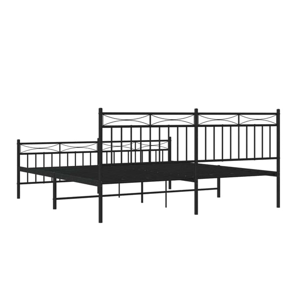 Schwarzes Metallbettgestell mit Kopfteil Atlas 183x213cm