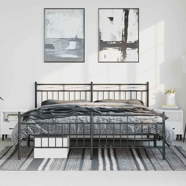 Schwarzer Metallbettrahmen mit Kopfteilen Atlas 193x203cm