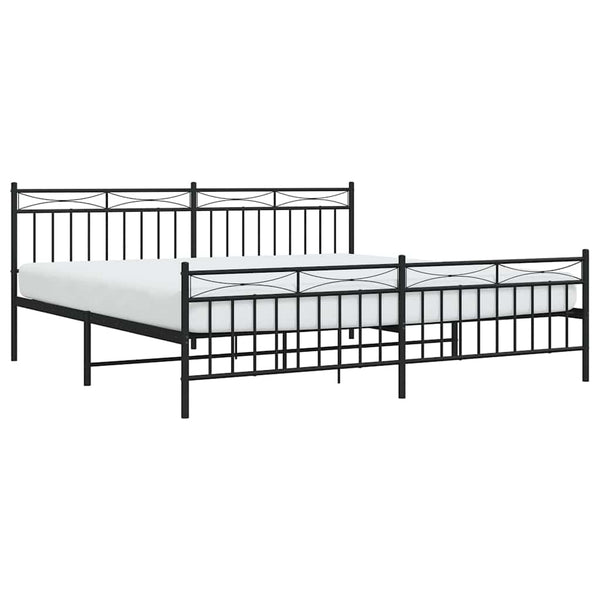 Schwarzer Metallbettrahmen mit Kopfteilen Atlas 193x203cm