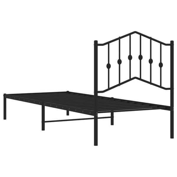 Schwarzer Metallbettrahmen mit Kopfteil Pichen 90x190cm