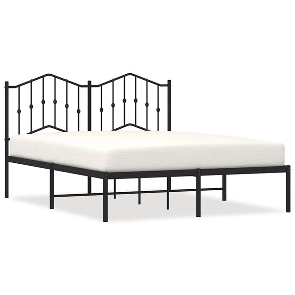 Schwarzes Metallbettgestell mit Kopfteil Pichen 135x190cm