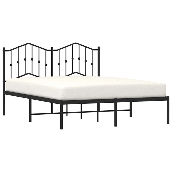 Schwarzes Metallbettgestell mit Kopfteil Pichen 135x190cm